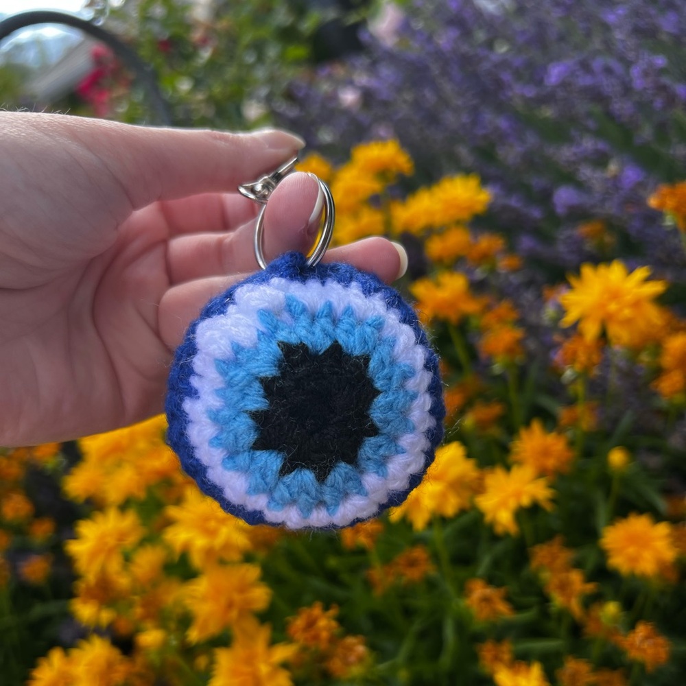 3/$20 Hand Crocheted Evil Eye Keychain! - Picture 3 of 5